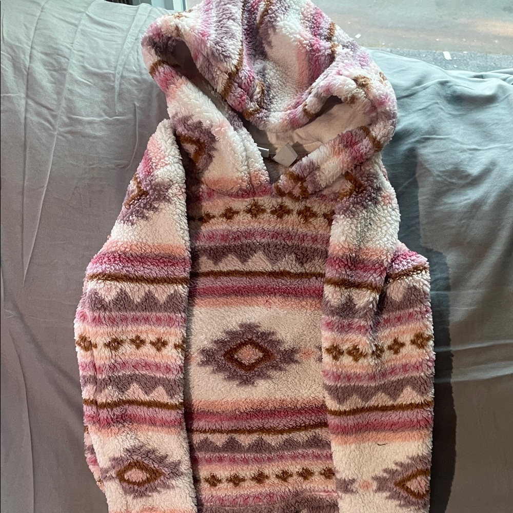 The Children's Place Plush Hooded Jacket - Pink, Brown, Cream